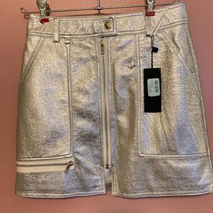 Silver Faux-Leather Mini Skirt